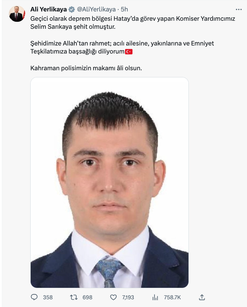 selim sarikaya hatay da sehit oldu